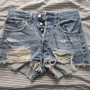 Levi's Blue Distressed Jean Shorts